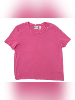 Alfred Dunner Hot Pink Beaded Ribbed Top L